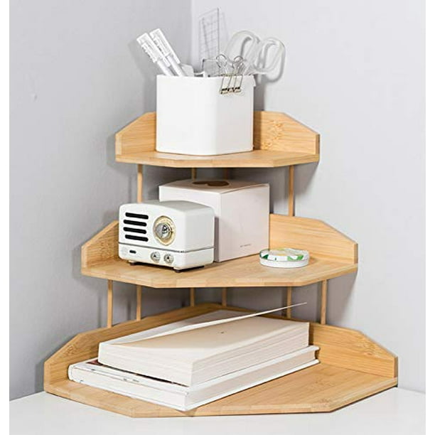 Corner Shelf Wooden Bamboo Rack Counter Sink Top Bathroom Kitchen Space Saver